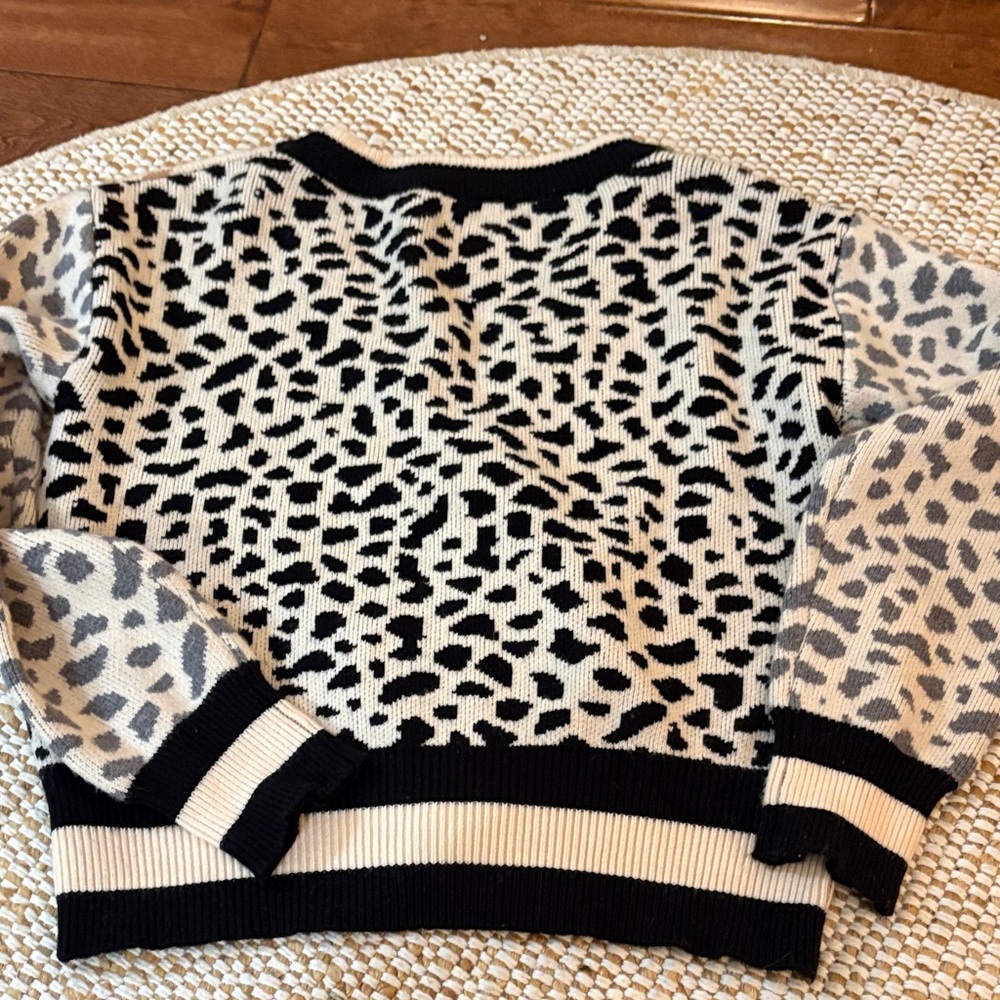 THML Leopard Print Cardigan Sweater - Black and Tan - Picture 6 of 6